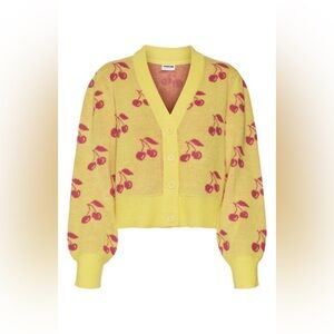 NOISY MAY Cosmic V-Neck Cardigan Cherry